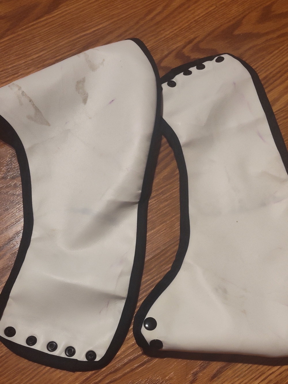 Spats Costume White Vinyl Snap-On Boot Covers with Black Trim